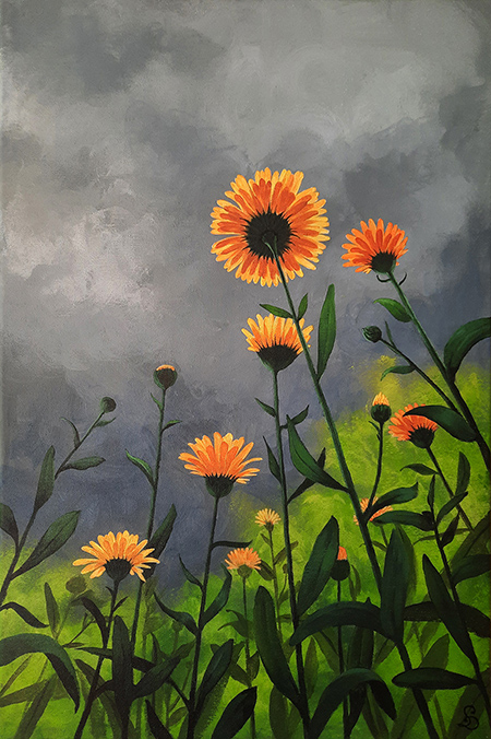 Calendula, Acrylic on canvas, 40 x 60 cm  (2025)