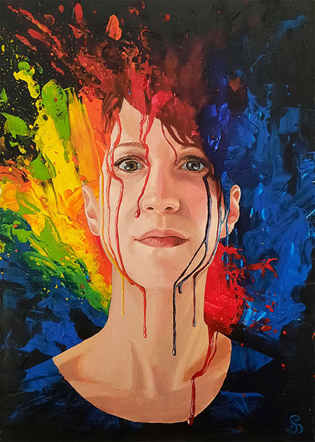 Self portrait, Acrylic on paper, A3 (2025)